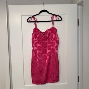 Cotton Candy Vibrant Pink Floral Mini Dress